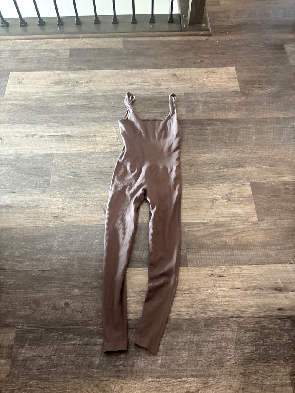 Ribbed Sleeveless Jumpsuit in Taupe